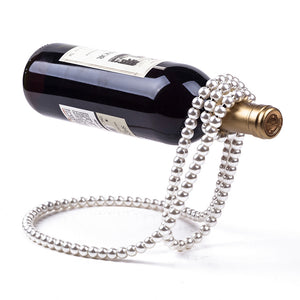 Pearl Necklace Stainless Steel Wine Rack - Unique Wine Pedestal Clamp Holder for Suspended Champagne, Whisky, and Small Ornaments, Adding Elegance to Any Setting - Variety Port