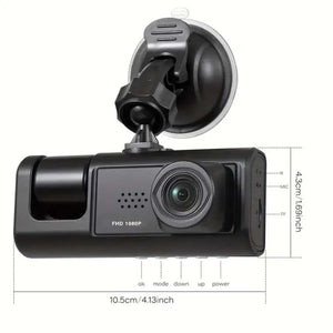 Dash Cam W/ IR Night Vision Loop Recording & 2" IPS Screen 1080P 3 Camera - Variety Port